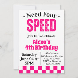 Need Four Speed Girl 4歳の誕生日パーティー 招待状