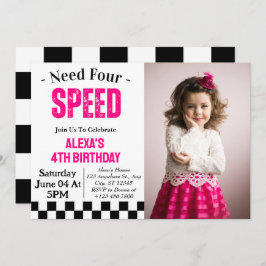 Need Four Speed Girl 4th Birthdayパーティー写真 招待状