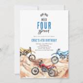 Need Four Speed Monster Truck Boy 4th Birthday 招待状 (正面)