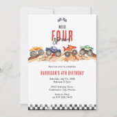 Need Four Speed Monster Truck Boy 4th Birthday 招待状 (正面)