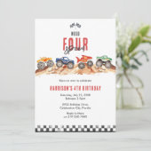 Need Four Speed Monster Truck Boy 4th Birthday 招待状 (スタンド正面)