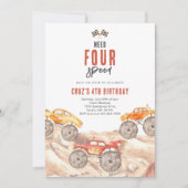 Need Four Speed Monster Truck Boy 4th Birthday Inv 招待状 (正面)