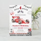 Need Four Speed Racing Car Boy 4th Birthday 招待状 (スタンド正面)