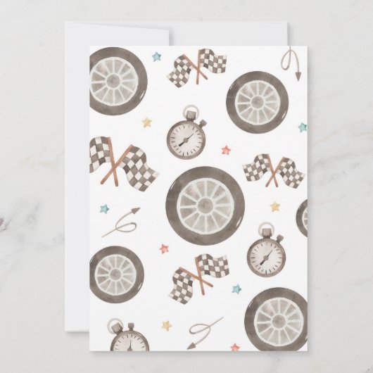 Need Four Speed Red Race Car 4th Birthday Party 招待状 (裏面)