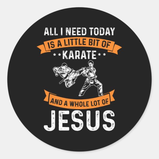 Need Karate Jesus Christian God Love Sports Fightt ラウンドシール (正面)