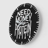 Need Money for Protein - おもしろい Gym Broトレーニング ラージ壁時計 (傾斜)