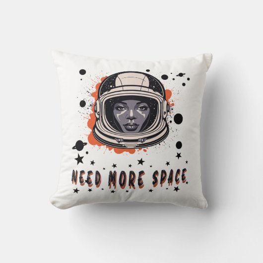 Need More Space – Astronaut Throw Pillow クッション (正面)