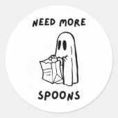 'Need More Spoons' Funny Chronic Illness Sticker ラウンドシール (正面)