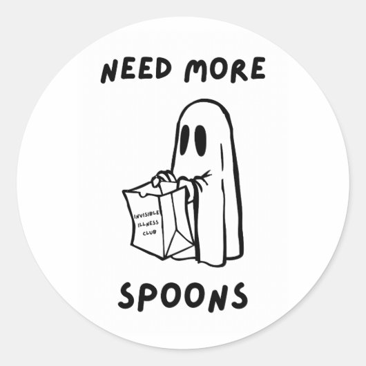 'Need More Spoons' Funny Chronic Illness Sticker ラウンドシール (正面)