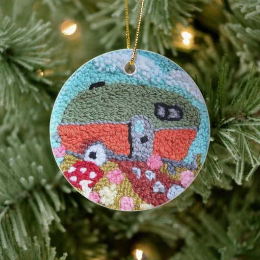Needle Point Design Camper ornament セラミックオーナメント (ツリー)
