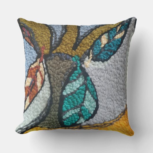Needle Punch abstract fall design pillow クッション (正面)