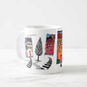 Needle punch design abstract houses mug/home sweet コーヒーマグカップ (正面左)