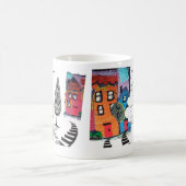 Needle punch design abstract houses mug/home sweet コーヒーマグカップ (中央)