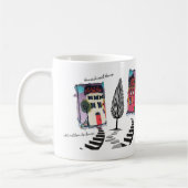 Needle punch design abstract houses mug/home sweet コーヒーマグカップ (左)