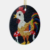 Needle Punch Rooster design ornament セラミックオーナメント (右)