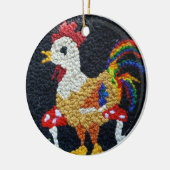 Needle Punch Rooster design ornament セラミックオーナメント (左)
