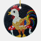 Needle Punch Rooster design ornament セラミックオーナメント (裏面)
