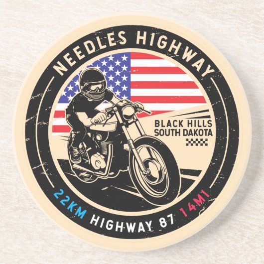 Needles Highway South Dakota Motorcycle コースター (正面)