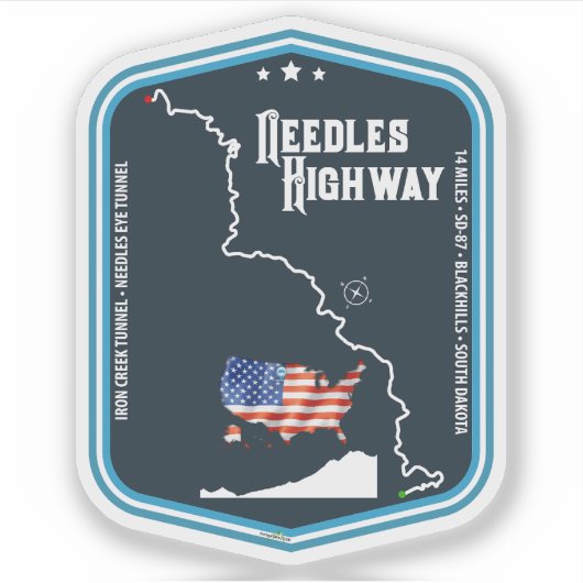 Needles Highway US87 USA Black Hills SD 03 Sticker シール (正面)