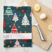 Needlework Christmas Trees Festive Holiday キッチンタオル (四つ折り)