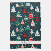 Needlework Christmas Trees Festive Holiday キッチンタオル (縦)