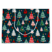 Needlework Christmas Trees Festive Holiday ラージペーパーバッグ (正面)