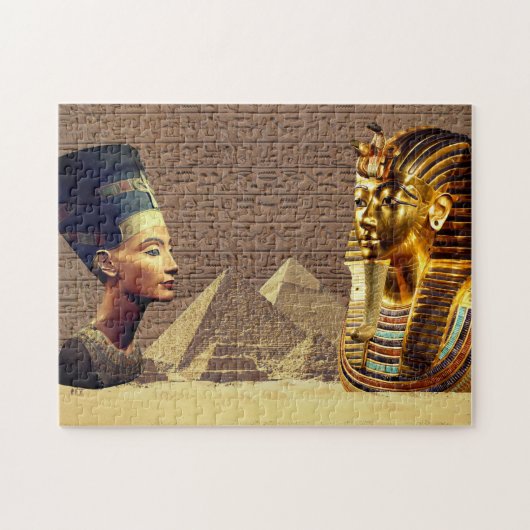 NefertitiとTutankhamun古代ロイヤリティ ジグソーパズル (横)