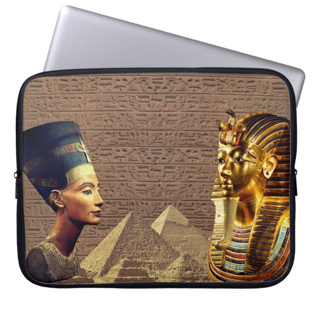 NefertitiとTutankhamun古代ロイヤリティ ラップトップスリーブ (正面)