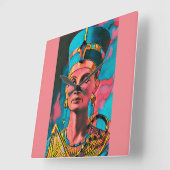 Nefertiti – エジプトのクイーンウォールアートポスター スクエア壁時計 (傾斜)