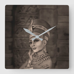 Nefertiti -エジプト女王-セピア スクエア壁時計