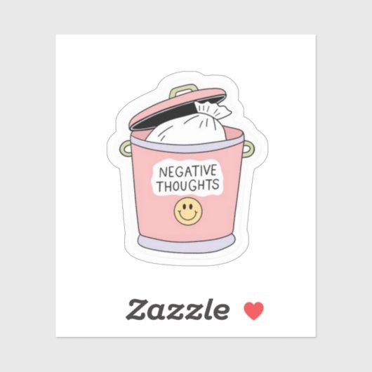 Negative Thoughts Trash Can Funny Self Care  シール (シート)
