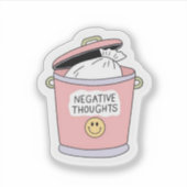 Negative Thoughts Trash Can Funny Self Care  シール (正面)