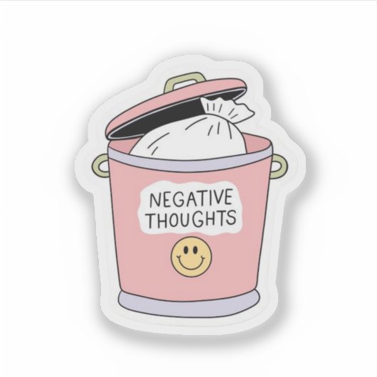 Negative Thoughts Trash Can Funny Self Care  シール (正面)