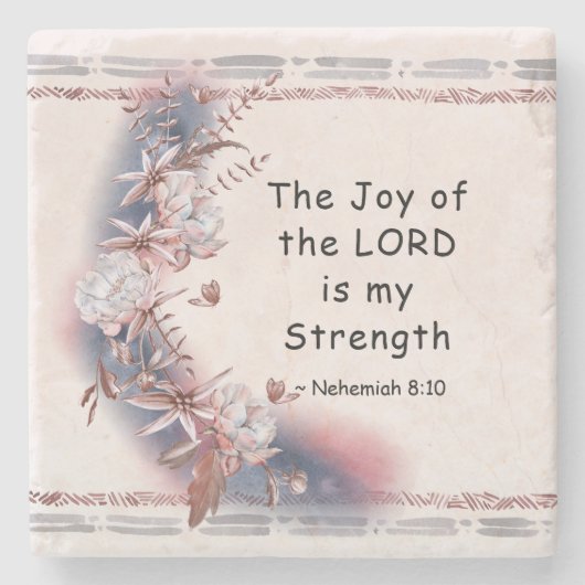 Nehemiahの8:10主の喜びは私の強さです ストーンコースター (正面)