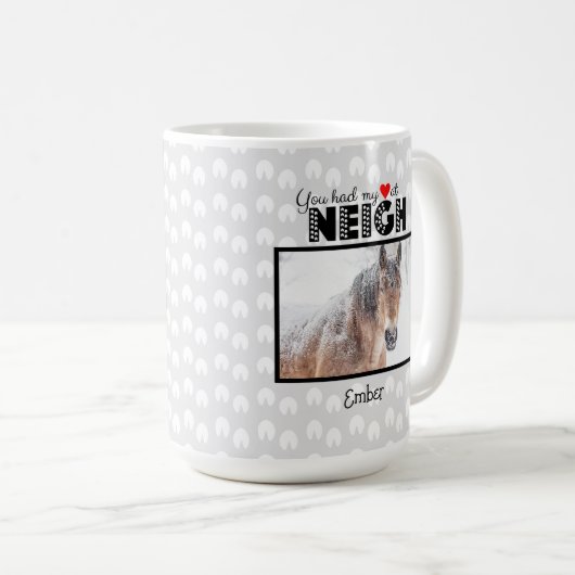 Neigh Photo Horseで私のハートを名前をカスタムするした コーヒーマグカップ (正面右)