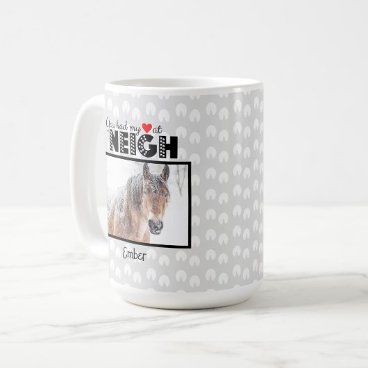 Neigh Photo Horseで私のハートを名前をカスタムするした コーヒーマグカップ (正面左)