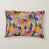 Neighborhood Block City Houses Pattern アクセントクッション (裏面)