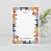 Neighborhood Block City Houses Pattern サンキューカード (スタンド正面)