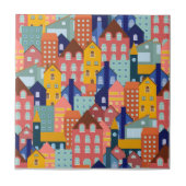 Neighborhood Block City Houses Pattern タイル (正面)