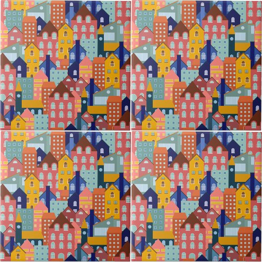 Neighborhood Block City Houses Pattern タイル