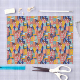 Neighborhood Block City Houses Pattern 薄葉紙