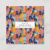 Neighborhood Block City Houses QR Code スクエア名刺 (正面)