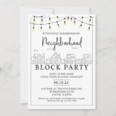 Neighborhood Block Party | ブラック ホワイト | BBQ 招待状 (正面)