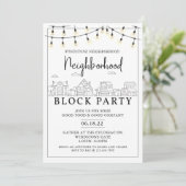 Neighborhood Block Party | ブラック ホワイト | BBQ 招待状 (スタンド正面)