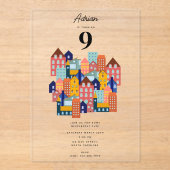 Neighborhood Block Party Kids Birthday アクリル招待状 (正面)