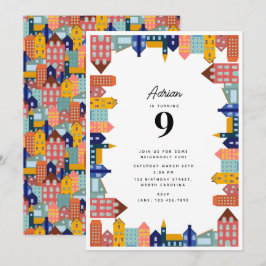 Neighborhood Block Party Kids Birthday 招待状