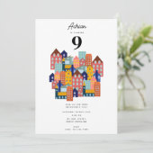 Neighborhood Block Party Kids Birthday 招待状 (スタンド正面)