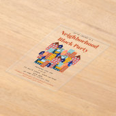Neighborhood Block Party Meet Your Neighbors アクリル招待状 (レイダウン)