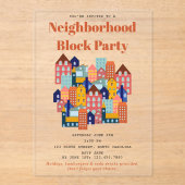 Neighborhood Block Party Meet Your Neighbors アクリル招待状 (正面)