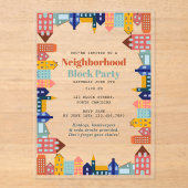 Neighborhood Block Party Meet Your Neighbors アクリル招待状 (正面)